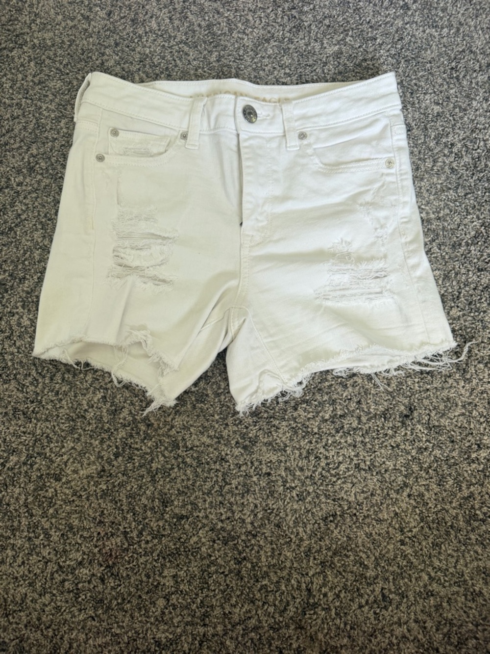 American Eagle Outfitters White Distressed Denim Cutoff Shorts